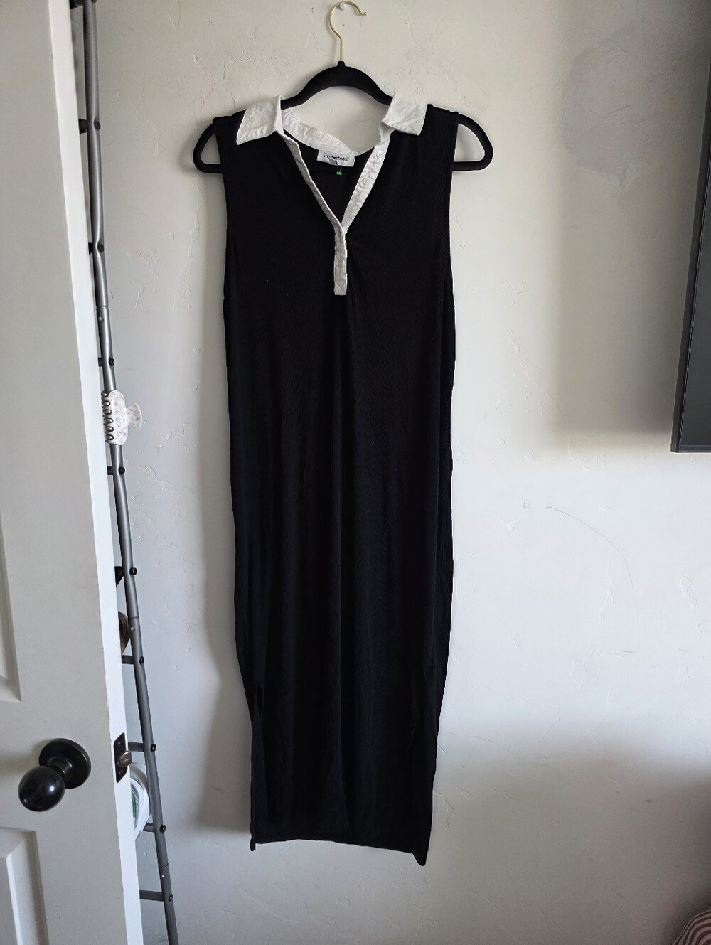 Motherhood Black Maxi Dress with White Collar